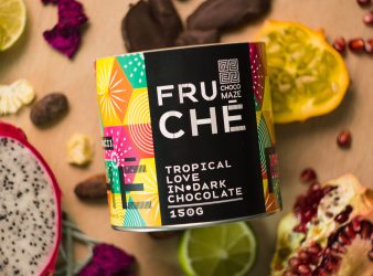 FruCHÉ Tropical love – freeze-dried pineapple, mango and dargon fruit in dark chocolate,150g